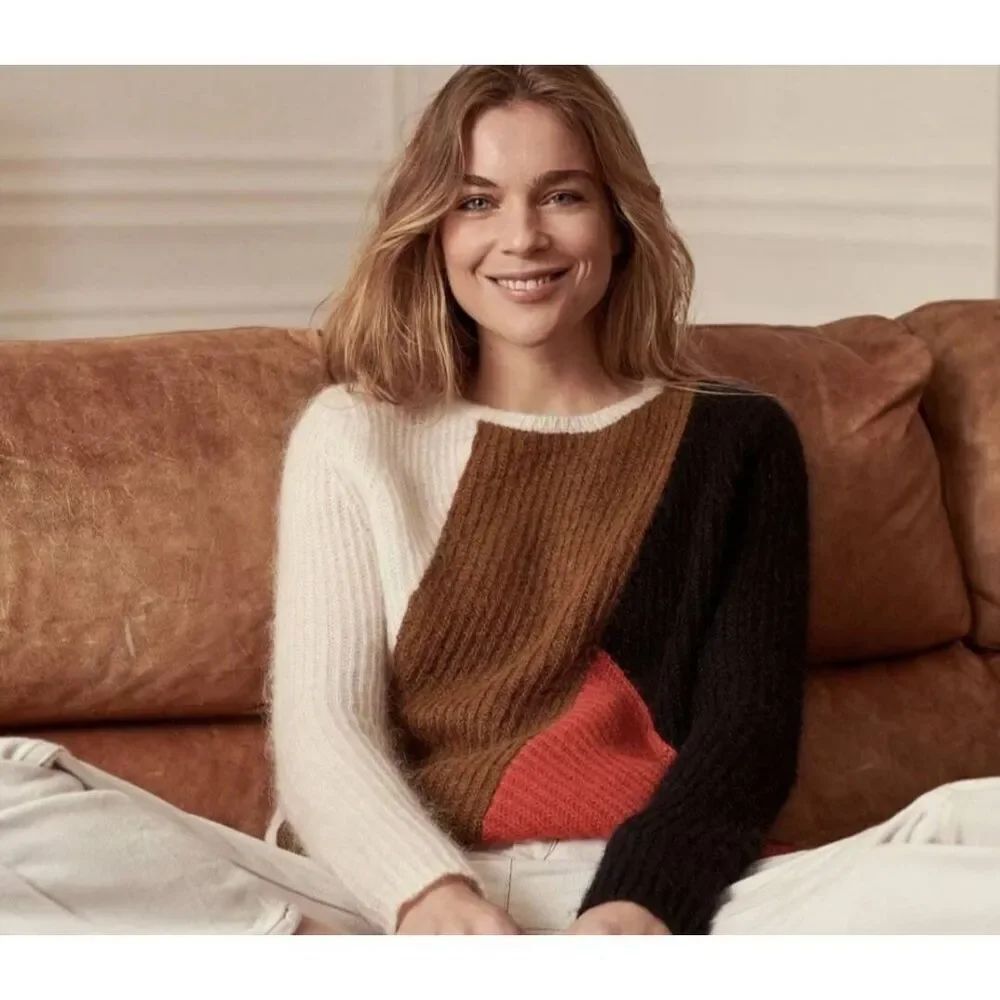 Sezane Russel Pull Jumper Sweater Multicolor French Girl sz XL